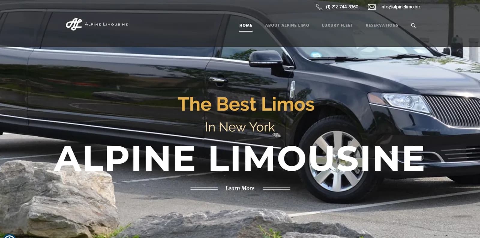 Homepage of the Alpine Limousine website, designed by Web by Wire