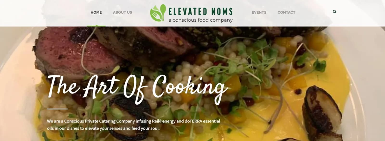 Homepage of the Elevated Noms website, designed by Web by Wire