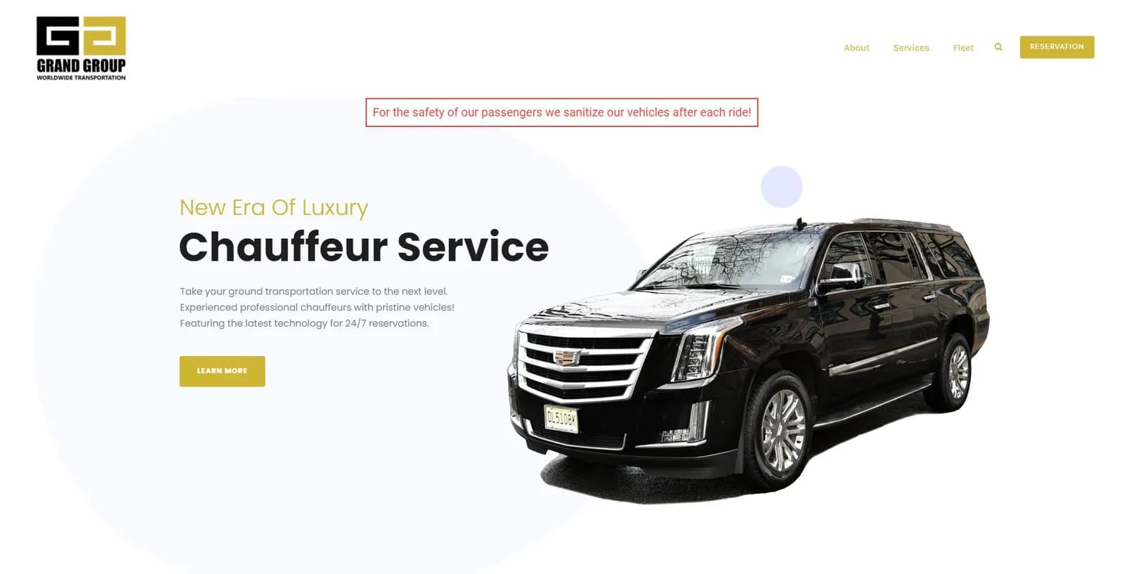 Homepage of the Grand Group website, designed by Web by Wire