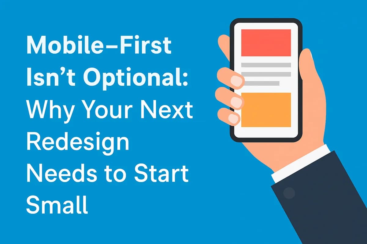 Illustration: mobile-first isn't optional, a hand holding a smartphone